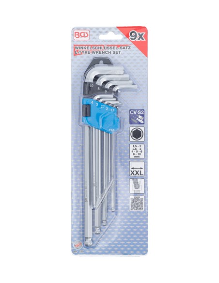 Set inbus tip L , extra lungi , cu cap sferic 1,5 - 10 mm , 9 piese