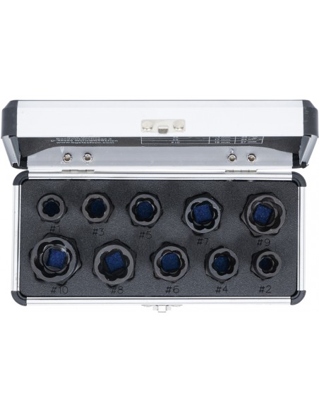 Set extractoare de suruburi rupte 10 mm (3/8") / hexagon exterior , 9 - 19 mm , 10 piese