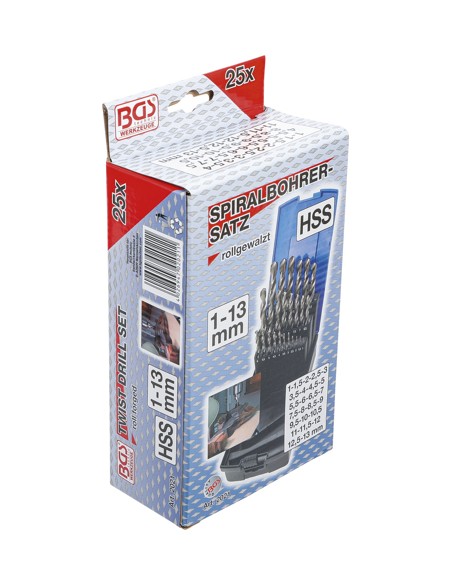 Set burghie spiralate | HSS | Ø 1 - 13 mm | 25 piese