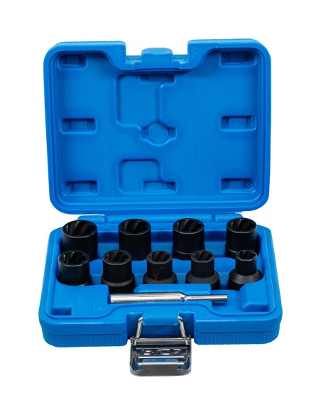 Set extractoare pentru suruburi deteriorate 10-19 mm, antrenare 1/2", 10 piese