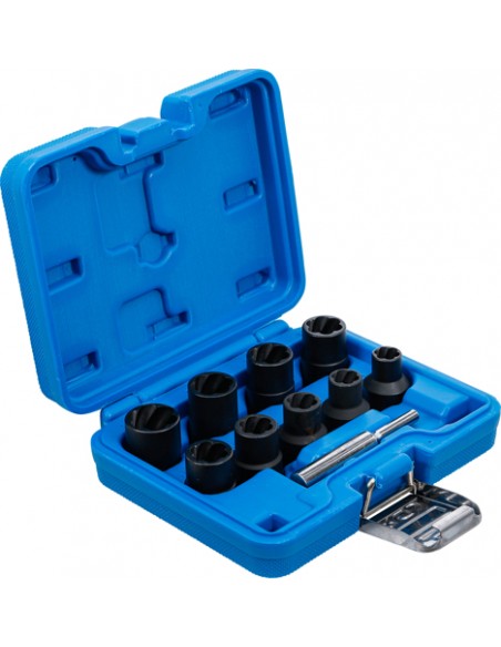 Set extractoare pentru suruburi deteriorate 10-19 mm, antrenare 1/2", 10 piese