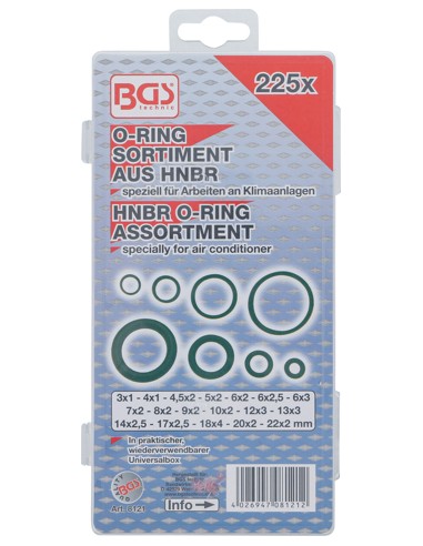 Set oringuri clima HNBR,  Ø 3 - 22 mm , 225 piese