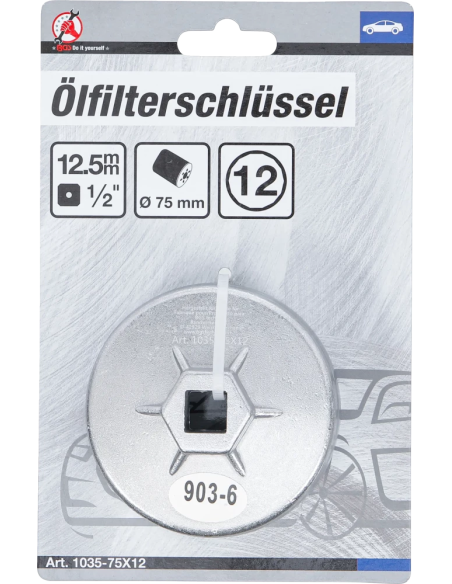 Cheie filtre de ulei | 12 colturi | Ø 75 mm